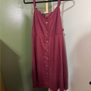 SHEIN Burgundy Midi Dress with Button Detail